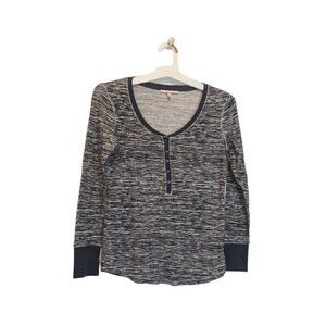 Victoria's Secret Women's Long Sleeve Henley Top Heather Blue Grey Small